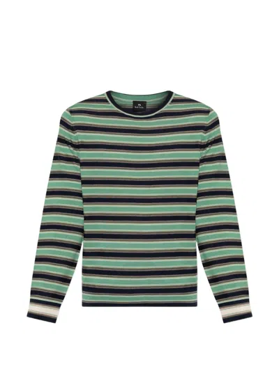 Ps By Paul Smith Ps Paul Smith Logo Embroidered Stripe Sweater In Multi