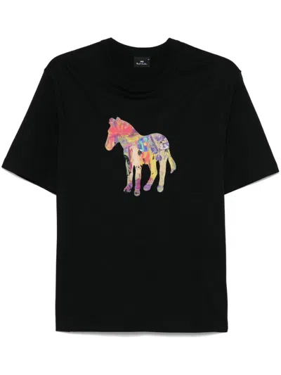 Ps By Paul Smith Ps Paul Smith Zebra Craft Cotton T-shirt In Black