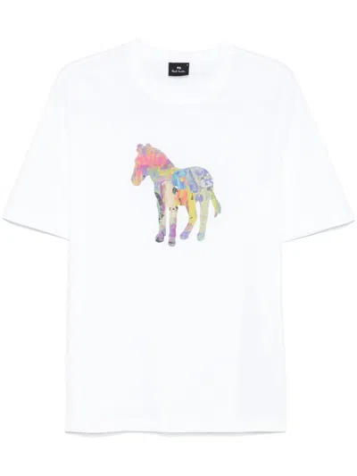 Ps By Paul Smith Ps Paul Smith Zebra Craft Cotton T-shirt In White
