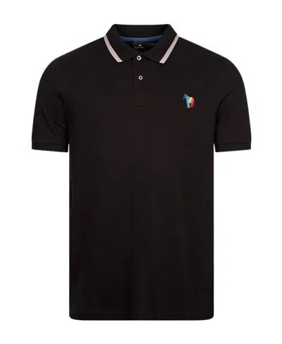 Ps By Paul Smith Ps Paul Smith Zebra Embroidered Short-sleeved Polo Shirt In Black