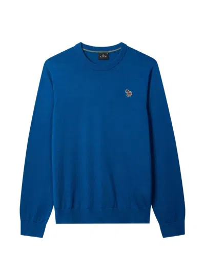 Ps By Paul Smith Ps Paul Smith Zebra Logo Cotton Sweater In Blue