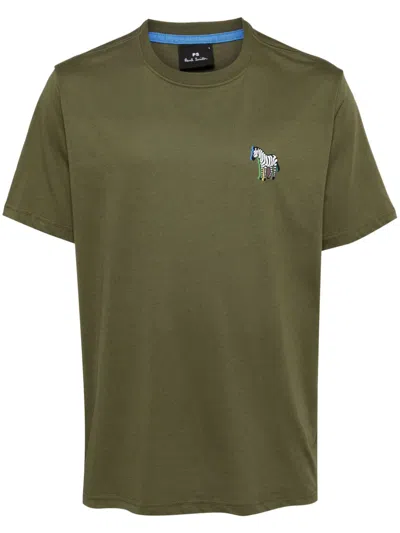 Ps By Paul Smith Ps Paul Smith Zebra Logo Cotton T-shirt In Green