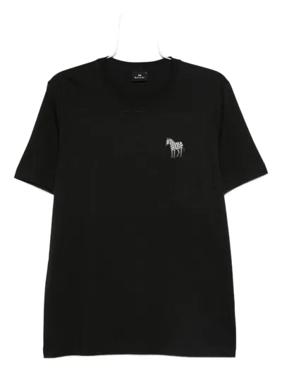 Ps By Paul Smith Ps Paul Smith Zebra Logo Cotton T-shirt In Black