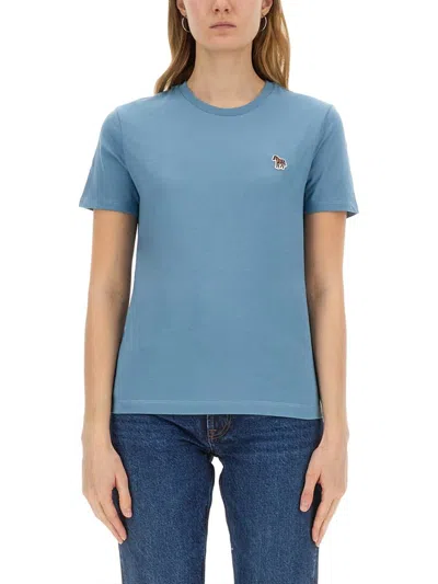Ps By Paul Smith Ps Paul Smith Zebra Patch Crewneck T In Blue
