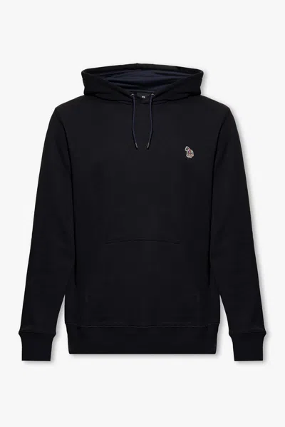 Ps By Paul Smith Ps Paul Smith Zebra Patch Drawstring Hoodie In Navy