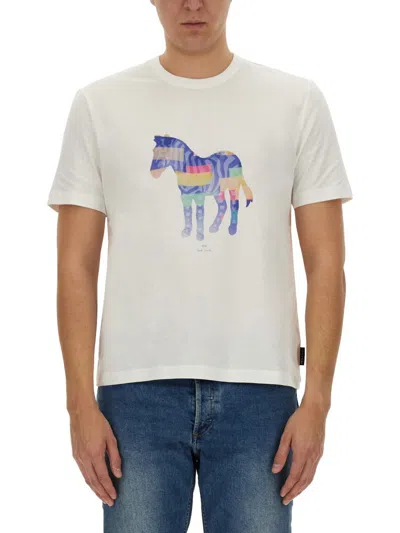 Ps By Paul Smith Zebra Print T-shirt In White