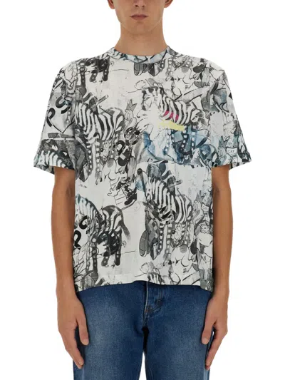 Ps By Paul Smith Cartoon-print Cotton T-shirt In Grey