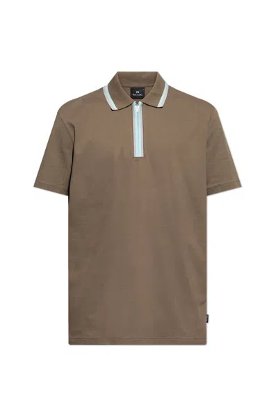 Ps By Paul Smith Ps Paul Smith Zip Neck Polo Shirt In Green