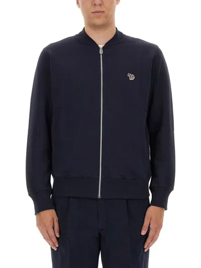 Ps By Paul Smith Ps Paul Smith Bomber-style Zip Sweatshirt In Blue