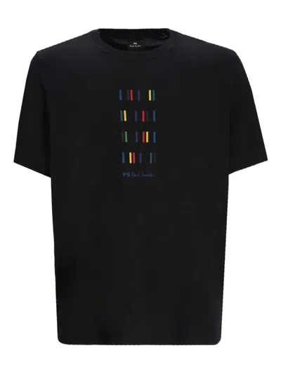 Ps By Paul Smith Ps Stripes Cotton T-shirt In Black