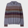 Ps By Paul Smith Purple Merino Wool Stripe Long-sleeve Polo Shirt In Multi