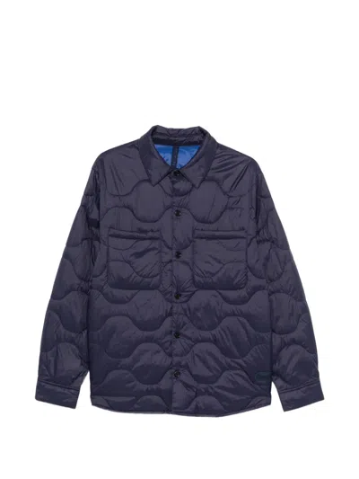 Ps By Paul Smith Quilted Packable Buttoned Jacket In Blue