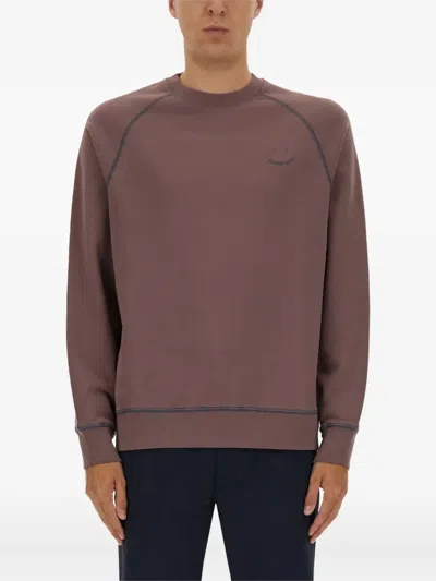 Ps By Paul Smith Ps Paul Smith Relaxed-fit Sweatshirt With Subtle Embroidery And Textured Finish In Brown
