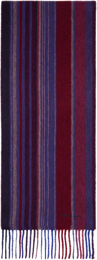 Ps By Paul Smith Red & Purple Trent Stripe Scarf In 28 Reds
