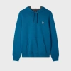 Ps By Paul Smith Regular-fit Mid Blue 'zebra' Organic Cotton Hoodie In Blue