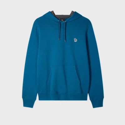 Ps By Paul Smith Regular-fit Mid Blue 'zebra' Organic Cotton Hoodie