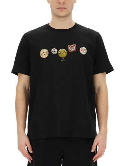 Ps By Paul Smith Ps Paul Smith Mens Reg Fit T Shirt Badges In Black