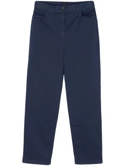 Ps By Paul Smith Logo-patch Organic Cotton-blend Trousers In Blue
