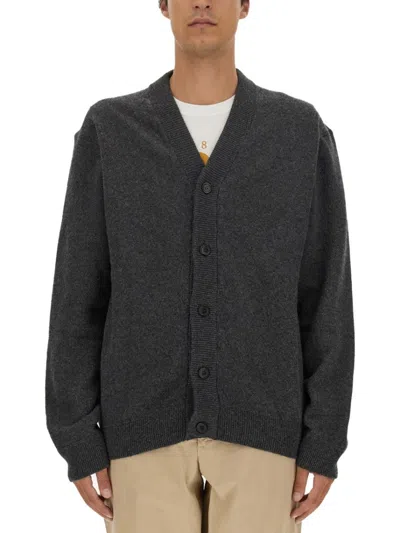 Ps By Paul Smith Relaxed Fit Merino Wool Cardigan In Gray