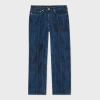 PS BY PAUL SMITH RELAXED-FIT 'WOODGLITCH' LASER-ETCHED JEANS BLUE