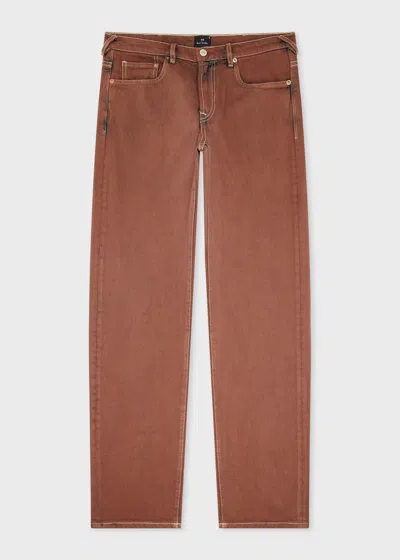 Ps By Paul Smith Relaxed Tapered-fit Taupe Bleach-wash Jeans Brown