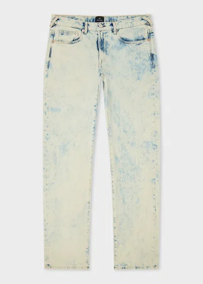 Ps By Paul Smith Relaxed Tapered-fit White Bleach-wash Jeans In Blue