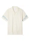 Ps By Paul Smith Ecru Lyocell-cotton Floral Trim Short-sleeve Shirt White In Neutral