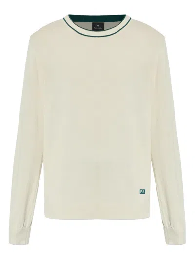 Ps By Paul Smith Ribbed-knit Crew-neck Sweater In Neutral