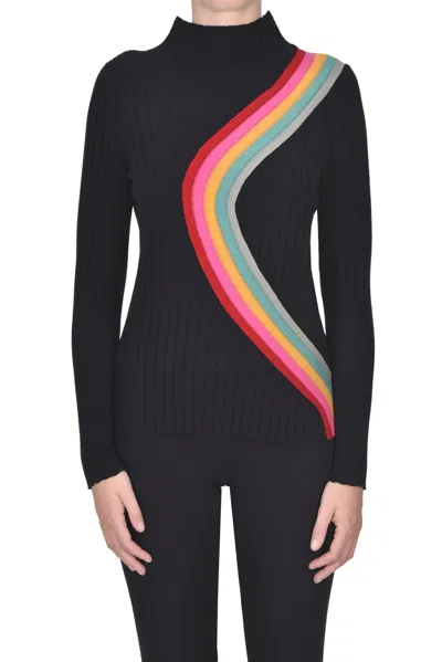 Ps By Paul Smith Ribbed Knit Pullover In Black