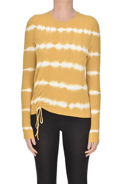 Ps By Paul Smith Ribbed Tie Dye Pullover In Yellow