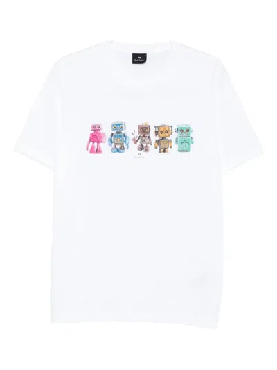 Ps By Paul Smith Robot-print T-shirt In White