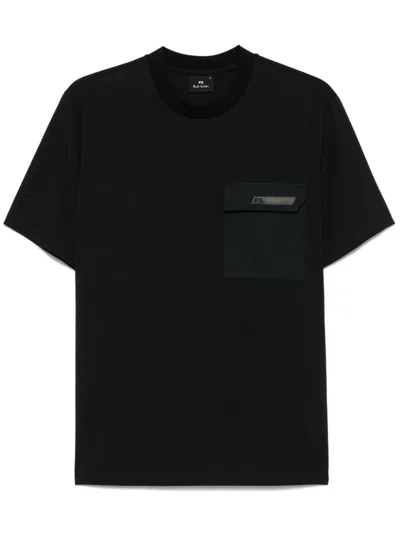 Ps By Paul Smith Rubberised-logo T-shirt In Black