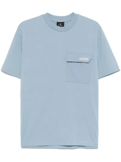 Ps By Paul Smith Rubberised-logo T-shirt In Blue