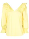 Ps By Paul Smith Ruffle-trim Cotton Blouse In Yellow