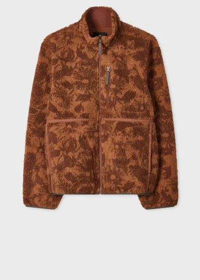 Ps By Paul Smith Mens Zip Fleece Jacket Brick Red In Brown