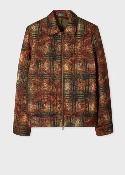 Ps By Paul Smith Rust Textured Check Zip Jacket In Multi