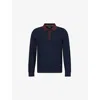 Ps By Paul Smith S By Paul Smith Mens Embroidered-logo Long-sleeve Cotton-wool Blend Polo Sweater Blue In Blue