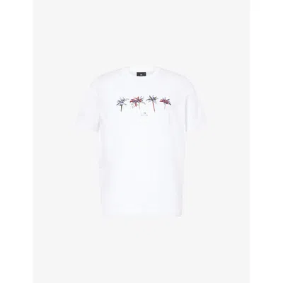 Ps By Paul Smith S By Paul Smith Mens Flower Graphic-print Cotton-jersey T-shirt White