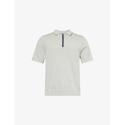 Ps By Paul Smith S By Paul Smith Mens Grey Signature Stripe Short-sleeve Cotton Knitted Polo Shirt