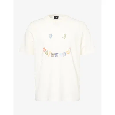 Ps By Paul Smith S By Paul Smith Mens Happy Printed Cotton T-shirt Off White