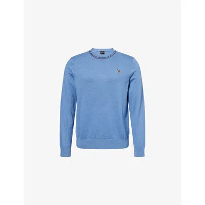 Ps By Paul Smith Mens Blue Regular-fit Zebra Cotton-blend Jumper