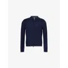 Ps By Paul Smith S By Paul Smith Mens Very Dark Navy Collared Textured-panel Wool-knit Cardigan In Animal Print