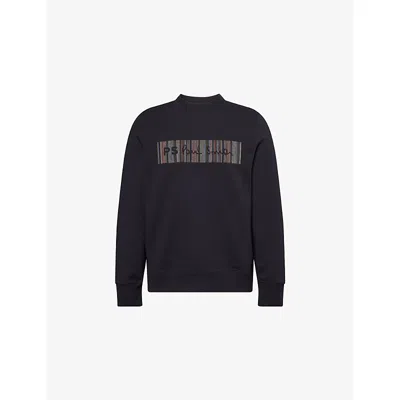 Ps By Paul Smith S By Paul Smith Mens Very Dark Navy Regular-fit Embroidered-logo Cotton-jersey Sweatshirt