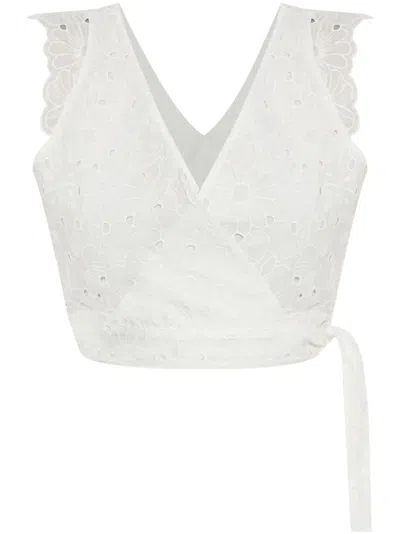 Ps By Paul Smith Scallop-detail Wrap Top In White
