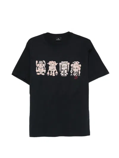 Ps By Paul Smith Screen Robot Print T-shirt In Pink