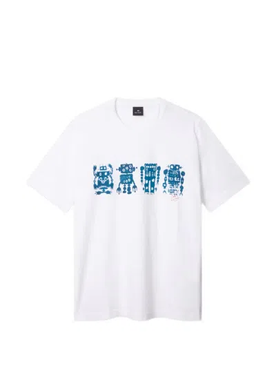 Ps By Paul Smith Screen Robot Print T-shirt In White