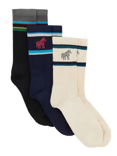 Ps By Paul Smith Set Of Three Socks With Logo In Multicolour