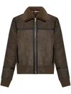Ps By Paul Smith Brown Zip Shearling Jacket In Brown