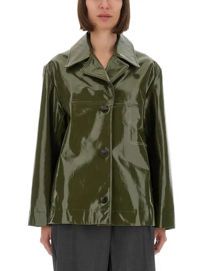 Ps By Paul Smith Ps Paul Smith Shiny Leather Jacket In Green