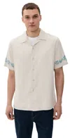 Ps By Paul Smith Ecru Lyocell-cotton Floral Trim Short-sleeve Shirt White